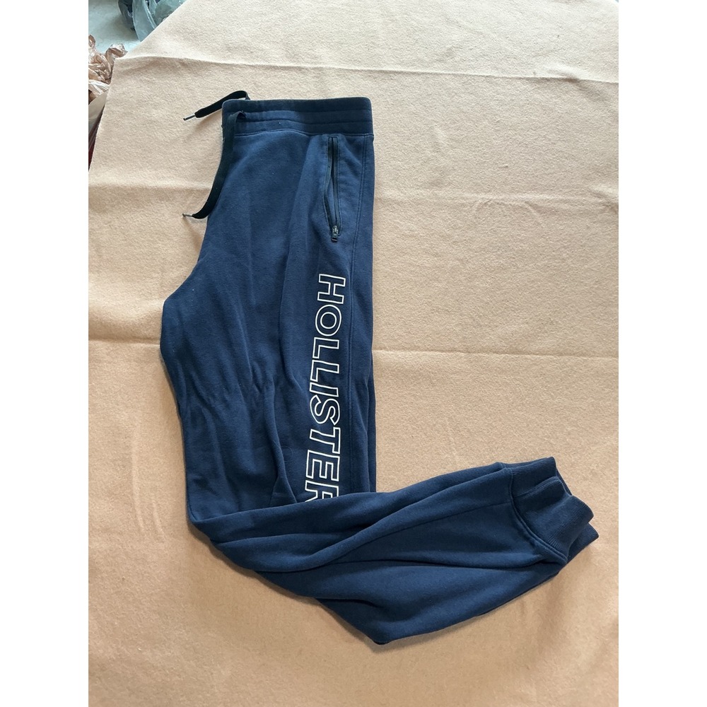 Hollister Joggers Mens Large Navy Blue Logo Sweatpants Sport Athletic Workout